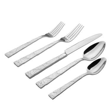 Guy Degrenne - Empire 5 Piece Flatware Set, Stainless Steel Mirror Fin –  Wine And Tableware