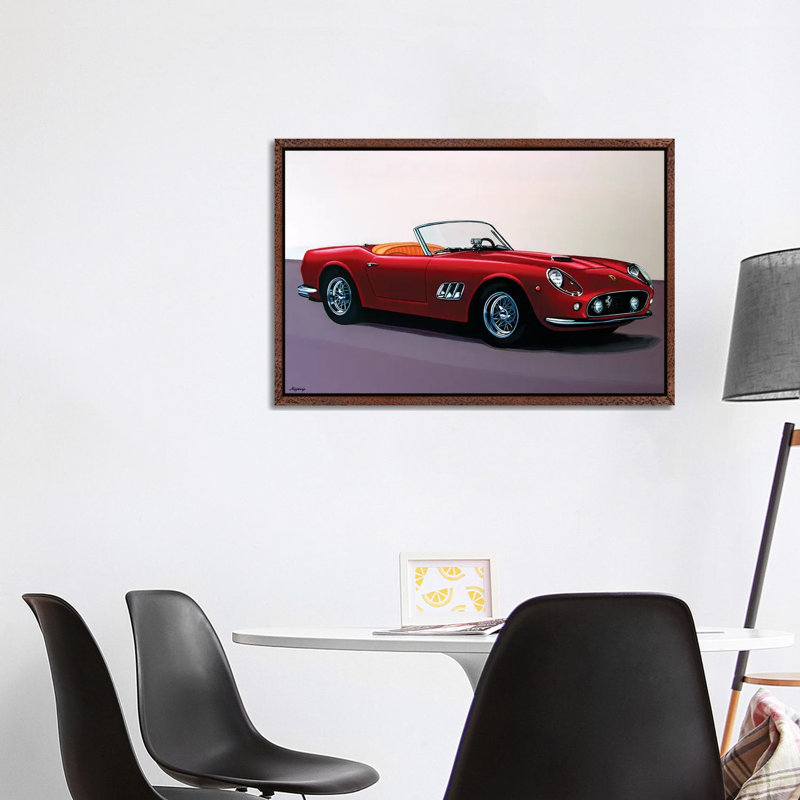 Ferrari by Paul Meijering - Painting on Canvas, 101.6 cm H x 66.04 cm W, Classic Brown Wood Framed