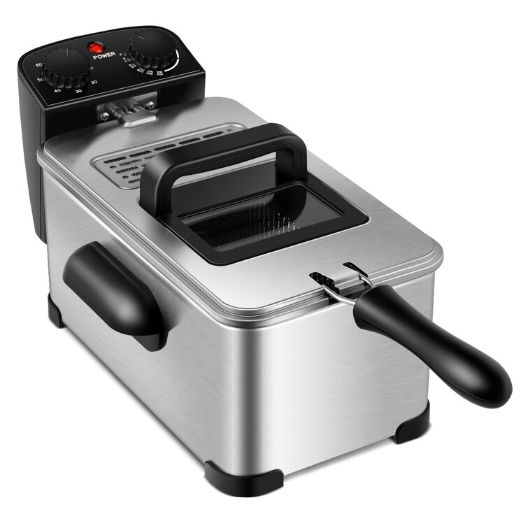 Costway 5.3 QT. Black Electric Hot Air Fryer 1700W Stainless steel