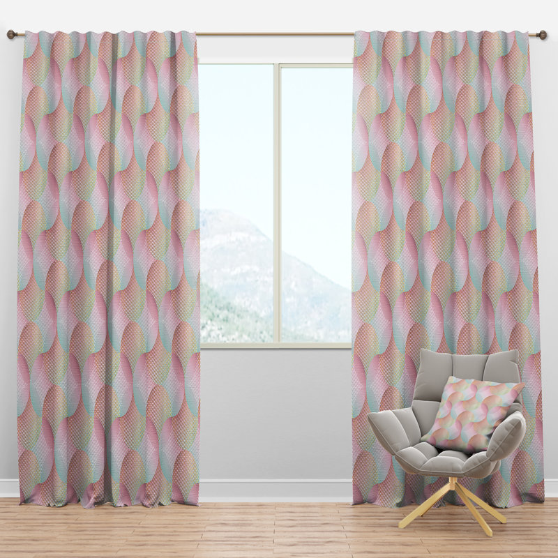 Panneau de rideau simple semi-diaphane avec passe-tringle Retro VII, l 52 po x L 120 po