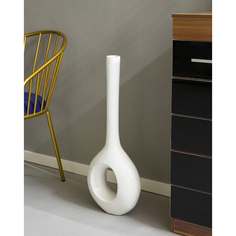 Vase de plancher en fibre de verre 28,5 po Mardig, Blanc