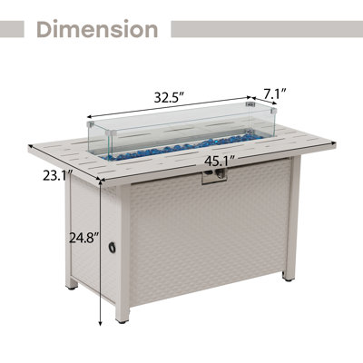 Aluminum 50,000 Btu Fire Pit Table