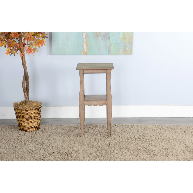 Komor Solid Wood End Table, Beach Pebble, 28" H x 14" W x 11" D