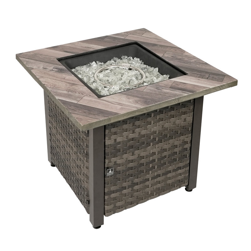 Rustic Brown Steel Square Gas Fire Pit