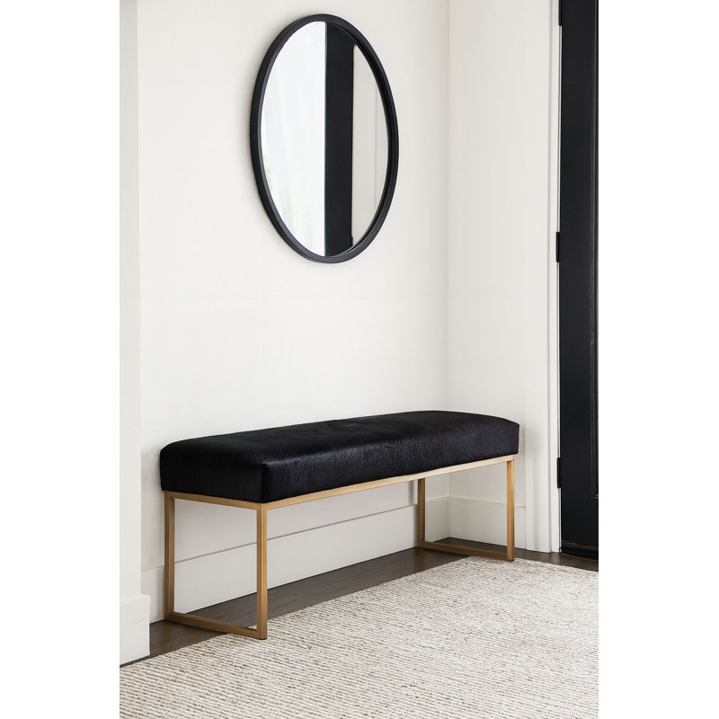 Upholstered Cowhide Bench, Natural