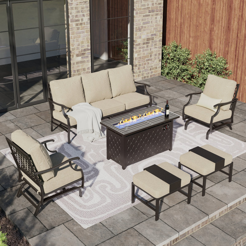 Asfand Patio Conversation Set, Beige, Yes