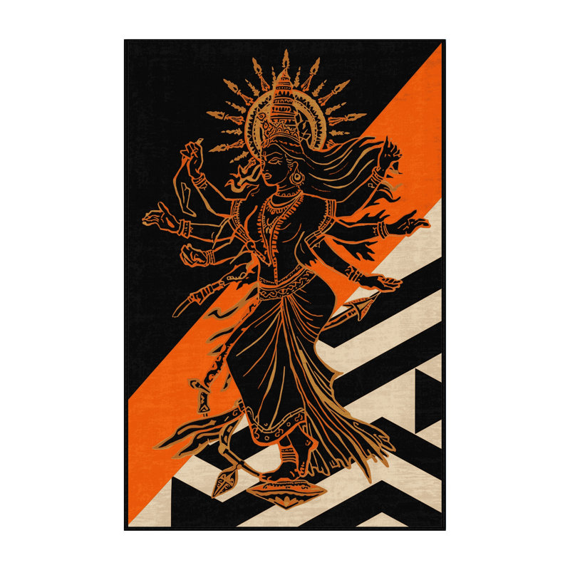 Tapis brun clair et noir lavable à la machine Joyce Durga, 5 x 8