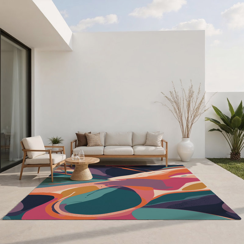 Chroma Stream Indoor And Outdoor Area Rug, Rectangle 1'6" x 2'6"