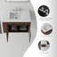 Meuble-lavabo suspendu de 76 cm (30 po) avec lavabo en céramique, comptoir et dosseret en marbre reconstitué, portes à fermeture amortie, tablette de rangement latérale ouverte, armoire en contreplaqué, brun-1057666596
