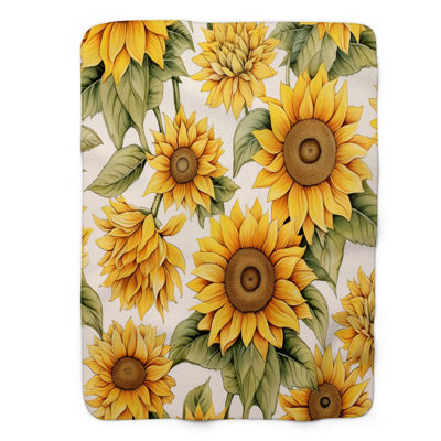 Yellow Blossoms - couverture en sherpa de qualité supérieure 1 pièce