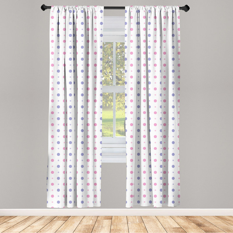 Blue Polka Dot Light Filtering Rod Pocket Curtain Panels, 28" x 63", Set of 2