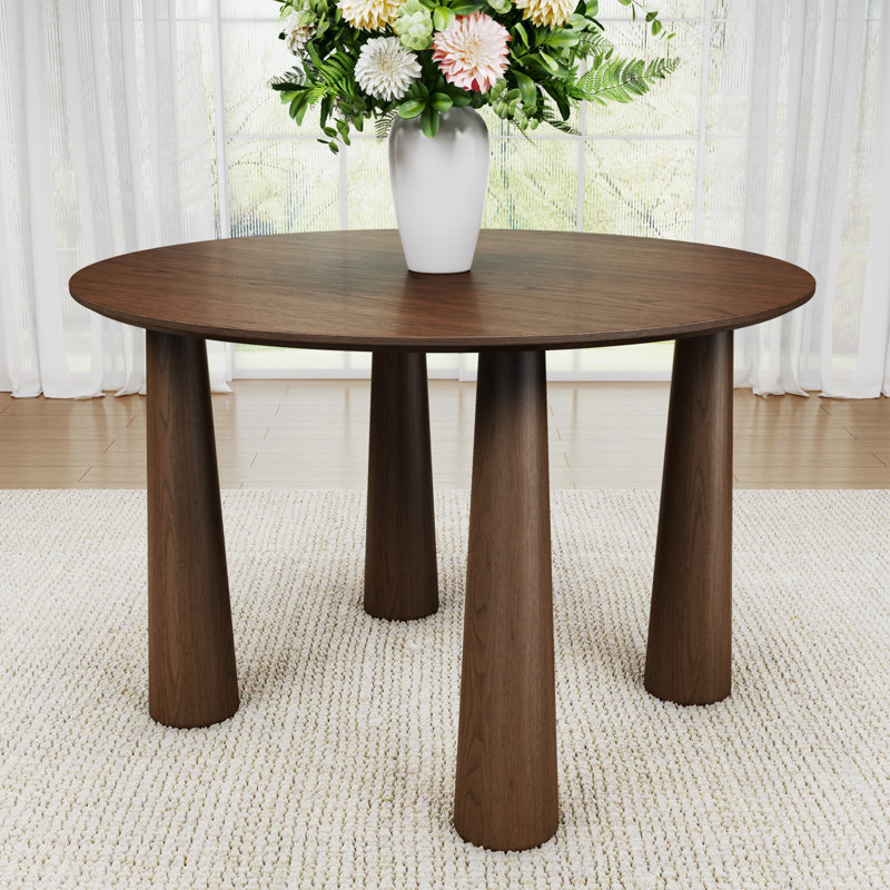 Arline 45" Round Solid Wood Dining Table, Brown