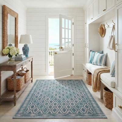 Tapis d'intérieur / extérieur à motif géométrique Amarien Performance