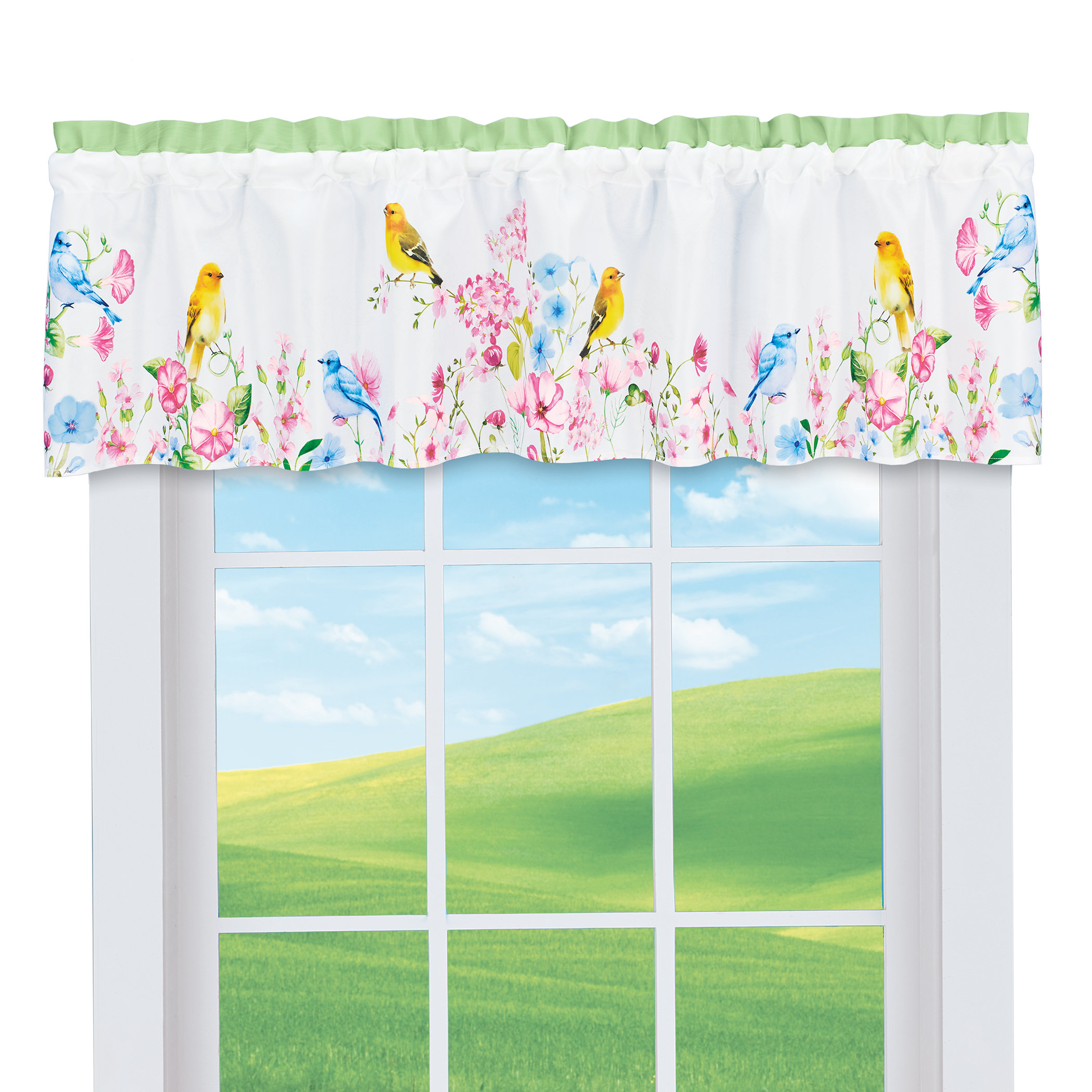 Winston Porter Ritva Floral Tailored 69.75'' W Window Valance | Wayfair