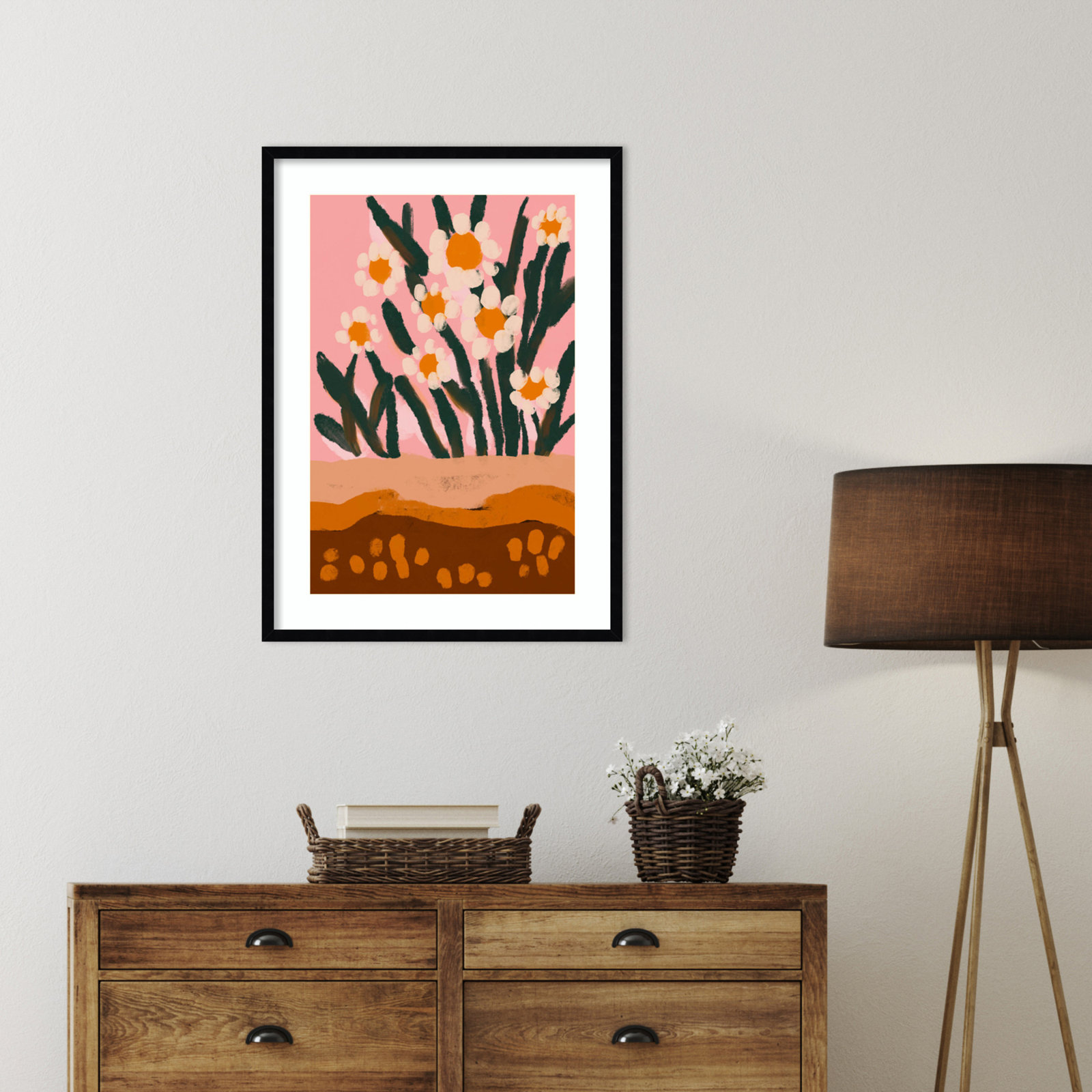 Pastel Flower Impression No 3, 33" H x 24" W, Black