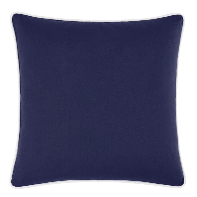 Brooklyn Loom Solid Contrast Piped Decorative Pillow, Navy, Square 20"