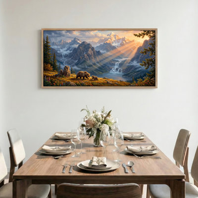 Tableau encadré sur toile représentant un ours de montagne (1 pièce), 122 x 61 cm