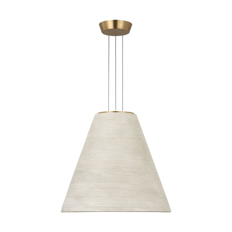 Visual Comfort Modern 1 - Light LED Pendant, 21.4" H x 16" W x 16" D, Cream/Hand Rubbed Antique Brass