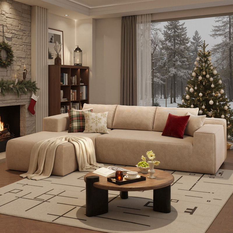 Viola 2 - Piece Upholstered Boneless Sectional, Beige, Left Hand Facing