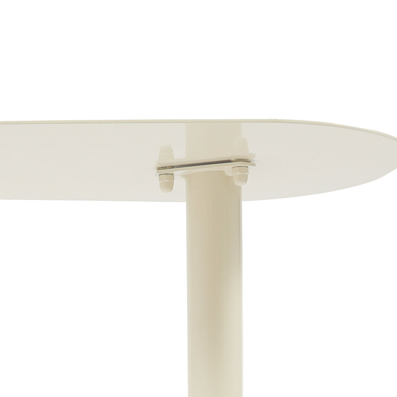 C-Shaped Metal Side Table Couch End Table, Beige