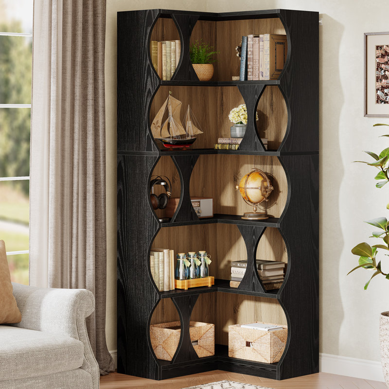 71" Tall Corner Bookshelf, L-shaped Bookcase