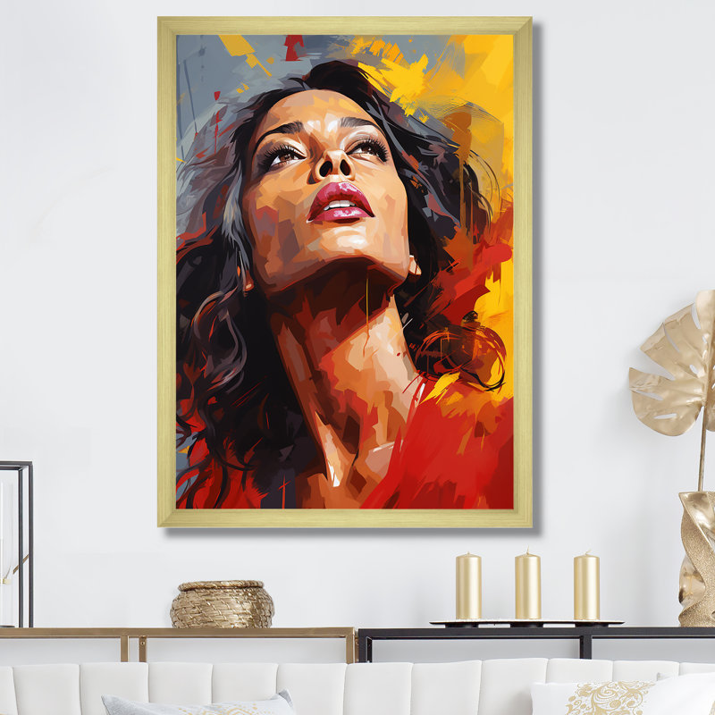 Portrait de Pop art bordeaux bourgogne - célébrités_105713, H 40 po x l 30 po x P 1,5 po, Cadre doré simple