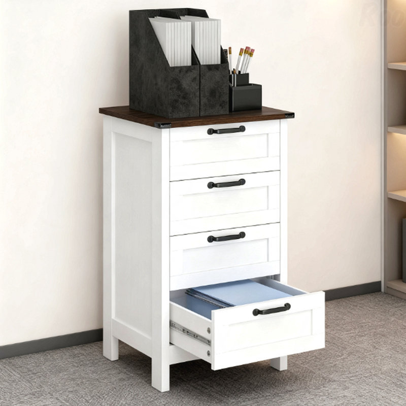 Classeur de style moderne avec 3 tiroirs de rangement de bureau pour la maison et le bureau, Blanc