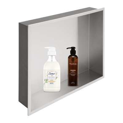 18" W x 14" H Stainless Steel Wall Niche Bathroom Shower Niche No Tile Rectangular Recessed Niche