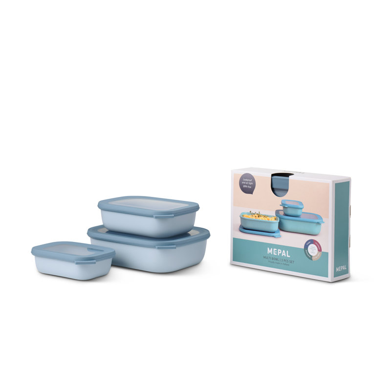 Ensemble de 3 contenants alimentaires, Bleu