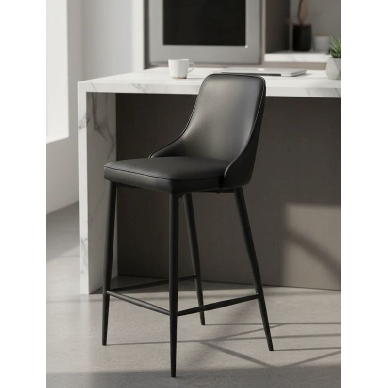 Tabouret en similicuir Rocha, Noir