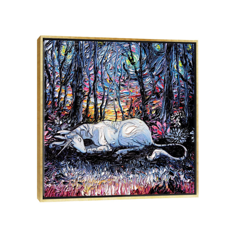 "Dreams" par aja Trèves, reproduction d’art, H 26 po x l 26 po x P 1,5 po, Toile encadrée d'or, Pas de tapis