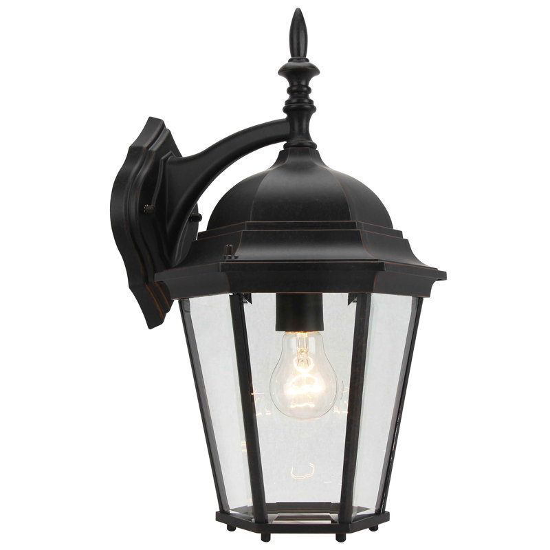 Lanterne murale d’extérieur Regis, Bronze huilé, H 17 po x l 9,5 po x P 10 po