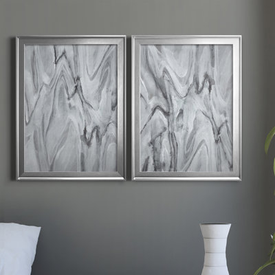 Marbré blanc III - ensemble de 2 impressions sur toile encadrées
