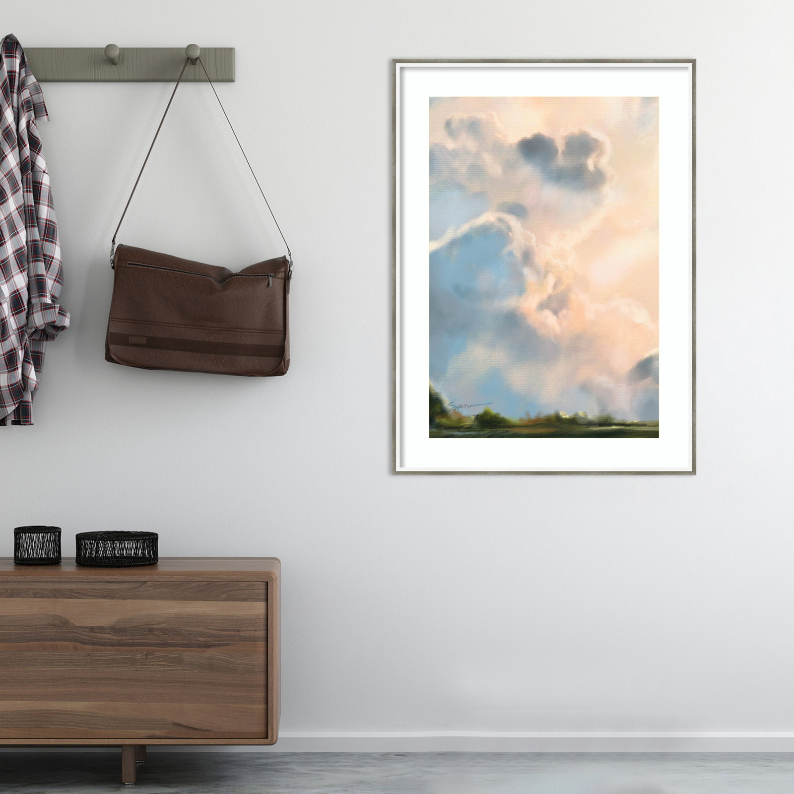 Miraval "Cloud I" Print by Mary Sparrow, 30" W x 41" H x 2" D, Silver Framed