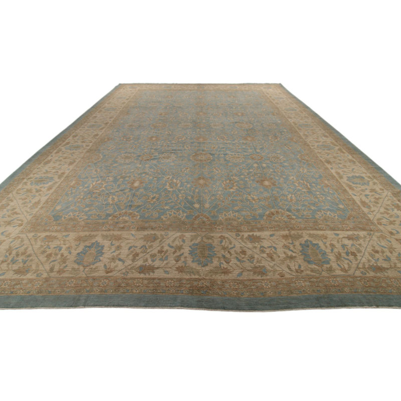 19 tapis turc bleu et brun clair Oushak