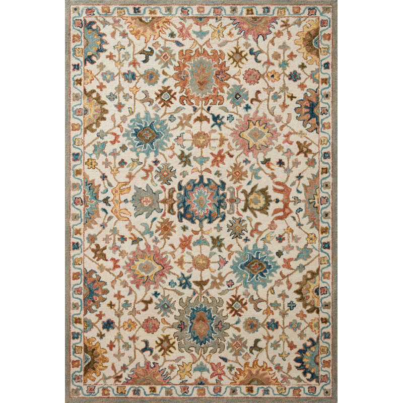 Hand Hooked Wool Oriental Indoor Rug, Rectangle 5' x 7'6"