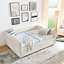 Lit de jour avec canapé-lit capitonné capitonné, avec deux tiroirs, grand lit, tissu Boucle, beige (88 po x 65,5 po x 29,5 po)-129523289