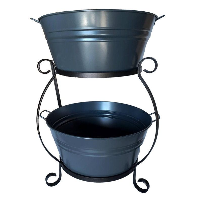 Enameled Metal Beverage Tub, Dark Gray