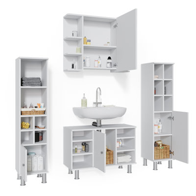 80Cm W x 64Cm H x 21Cm D Bathroom Storage Furniture Set