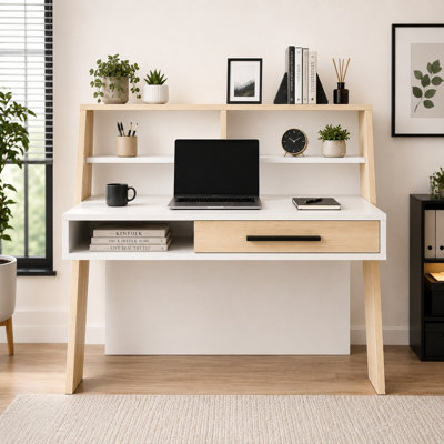 Soho 123cm W Computer Desk with Hutch and Drawer