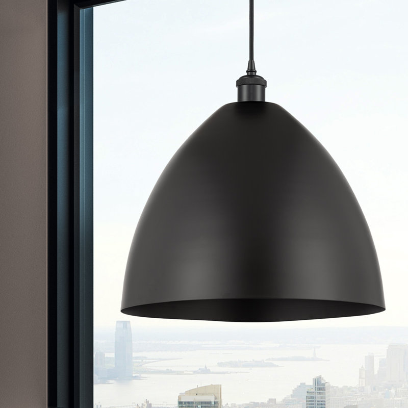 Luminaire suspendu conique 1 lumière, H 18,75 po x l 16 po x P 16 po, Noir, Noir