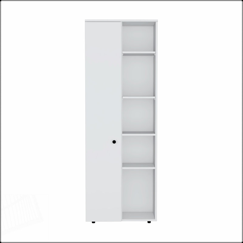 Armoire de rangement spacieuse avec cinq tablettes intérieures et extérieures pour une meilleure organisation