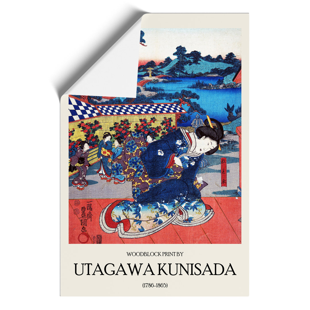 Kneeling Geisha Print by Utagawa Kunisada - Frameless Print