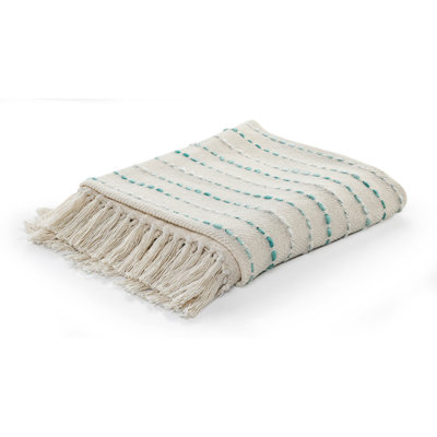 Jeté tissé à la main à rayures profondes ombrées avec franges