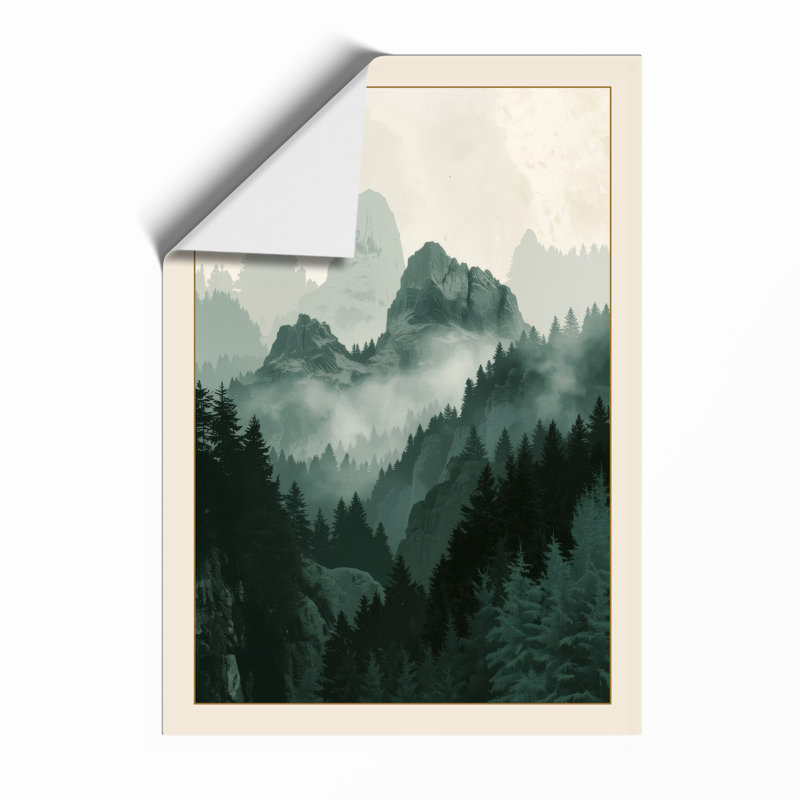 Misty Mountain Layers Scandinavian - Framed Print, A2 - 59.4 x 42.0 cm, Unframed