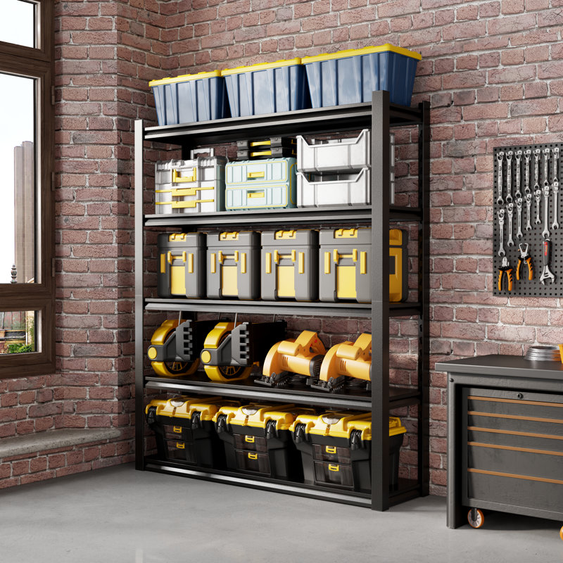Étagère de garage à 5 niveaux, tablettes de rangement, étagère robuste 3000LBS, étagères réglables en métal pour support de rangement pour entrepôt de remise, noir