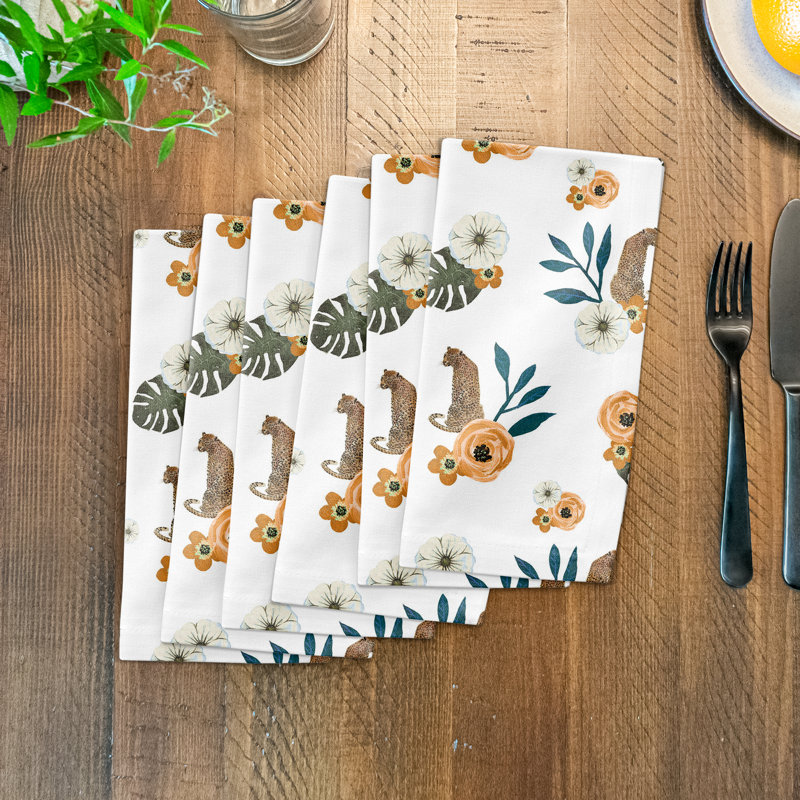 Serviette en coton 10 po Tropical Jag, Blanc