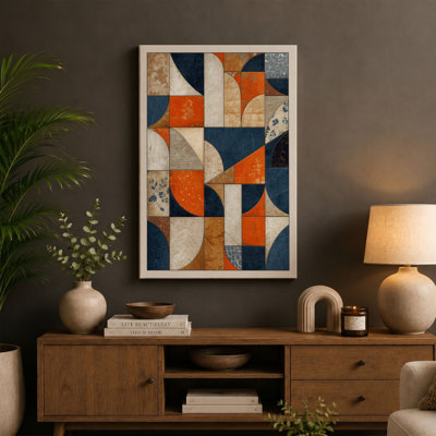 Geometric Tile Study Mid-Century - Wrapped Canvas