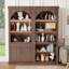 Grande armoire de rangement arquée de 70 po avec tablettes à DEL, ensemble d'armoires en bois moderne avec portes et tiroirs, présentoir polyvalent et rangement pour le salon et le bureau personnel