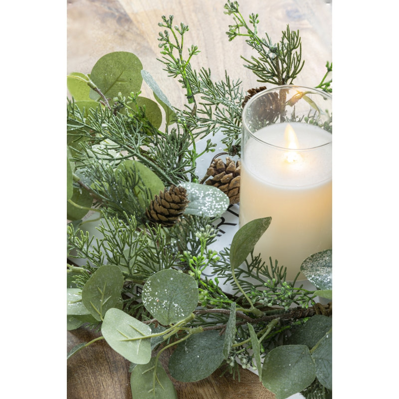 Ensemble de 2, bougie anneau d'eucalyptus vert D14,2 "